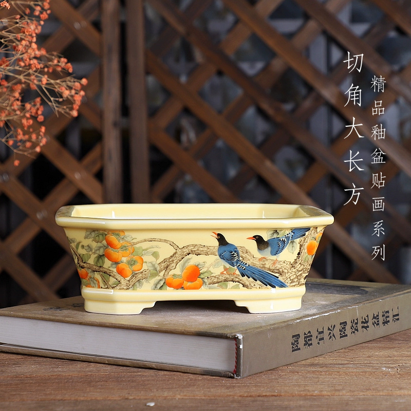 Bonsai Garden Table - Porselen Dikdörtgen Bonsai Saksısı, Geleneksel Çin